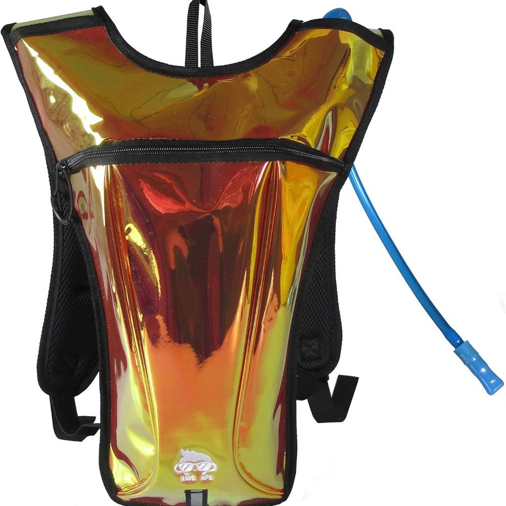 Holographic Hydration Pack for Rave - Water Pack for Festivals, Raves Orange